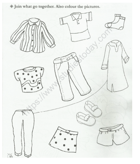 Clothes Class 1 Environmental Studies Printable Worksheet Free PDF